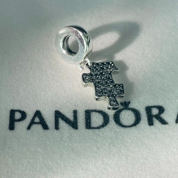 Pandora Sparkling Puzzle Piece Dangle Charm - Picture 3 of 4